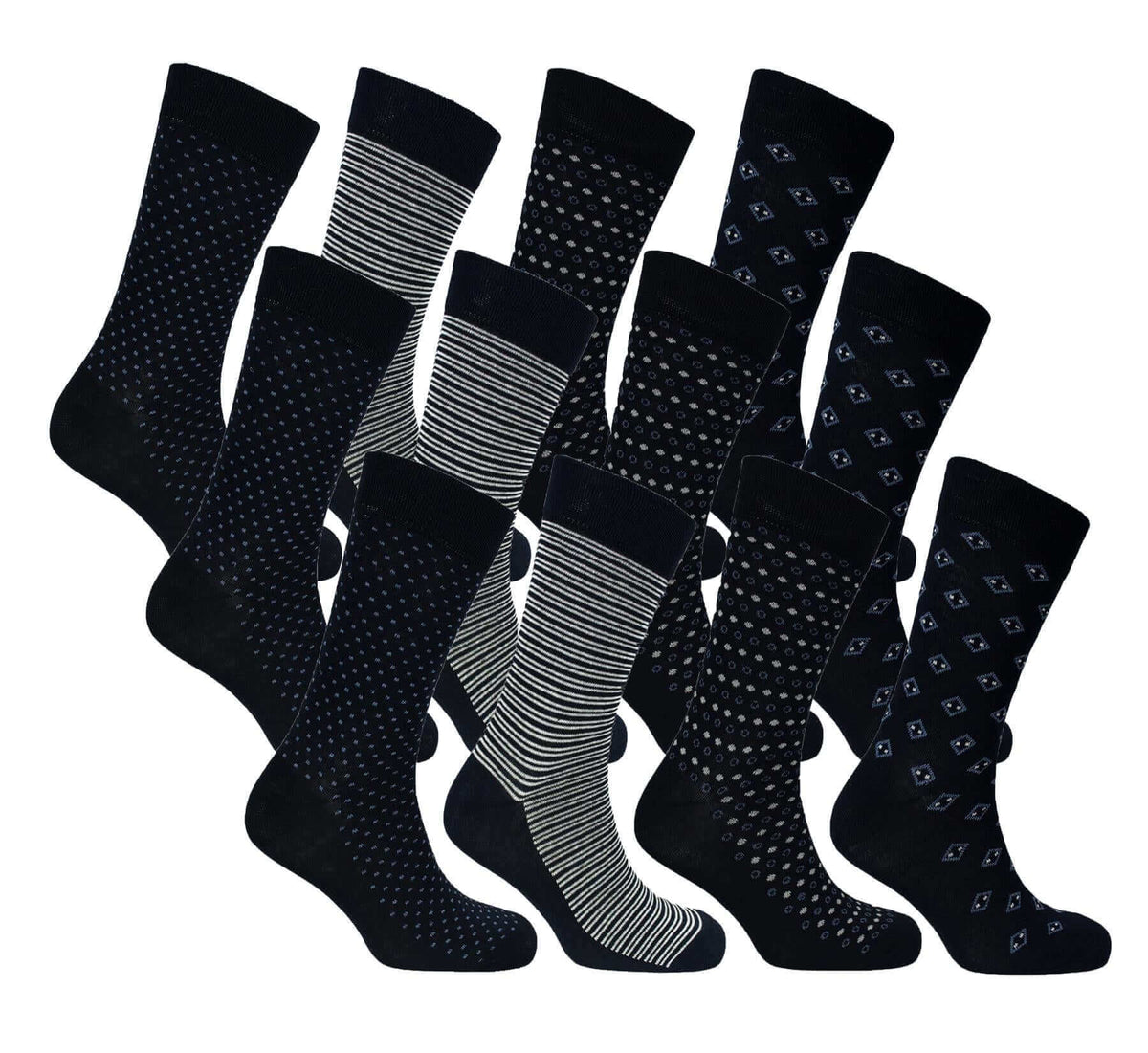 Sock Stack Men's Colourful Heel Toe Black Argyle Diamond Socks Cotton Rich Comfort Fit