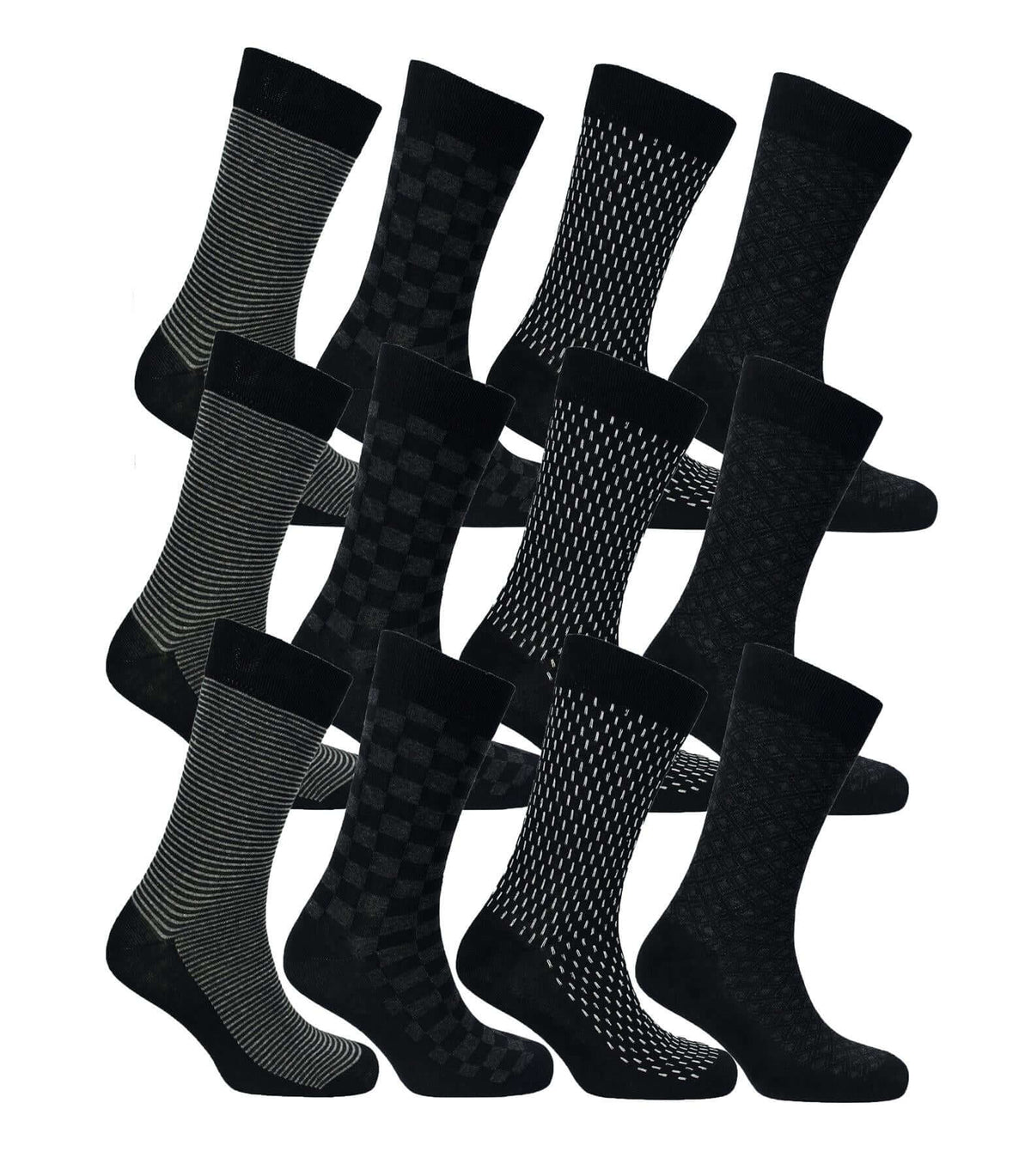Sock Stack Men's Colourful Heel Toe Black Argyle Diamond Socks Cotton Rich Comfort Fit