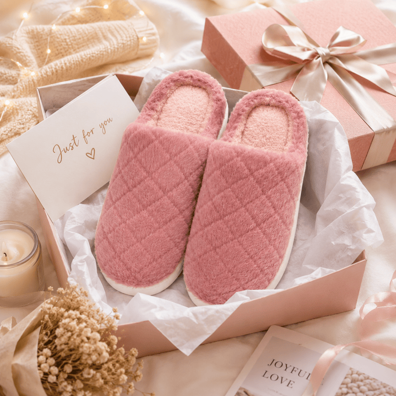 Women Fluffy Slippers Winter Warm House Slippers Soft Cosy Slip On Indoor Shoes for Ladies UK Size 4 to 5 Pink