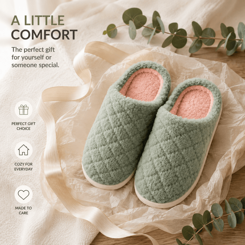 Women Fluffy Slippers Winter Warm House Slippers Soft Cosy Slip On Indoor Shoes for Ladies UK Size 6 to 7 Green