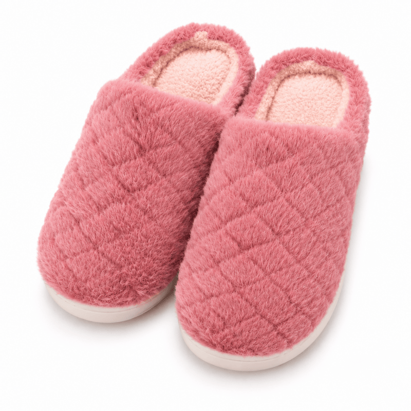 Women Fluffy Slippers Winter Warm House Slippers Soft Cosy Slip On Indoor Shoes for Ladies UK Size 4 to 5 Pink