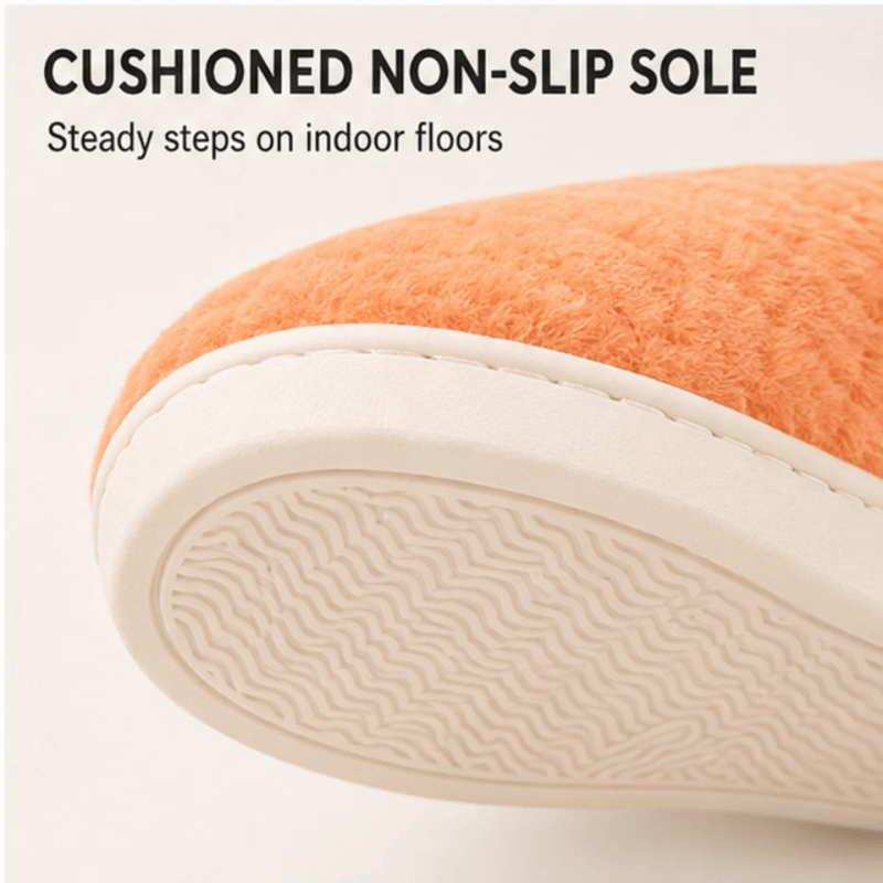 Women Fluffy Slippers Winter Warm House Slippers Soft Cosy Slip On Indoor Shoes for Ladies UK Size 6 to 7 Orange