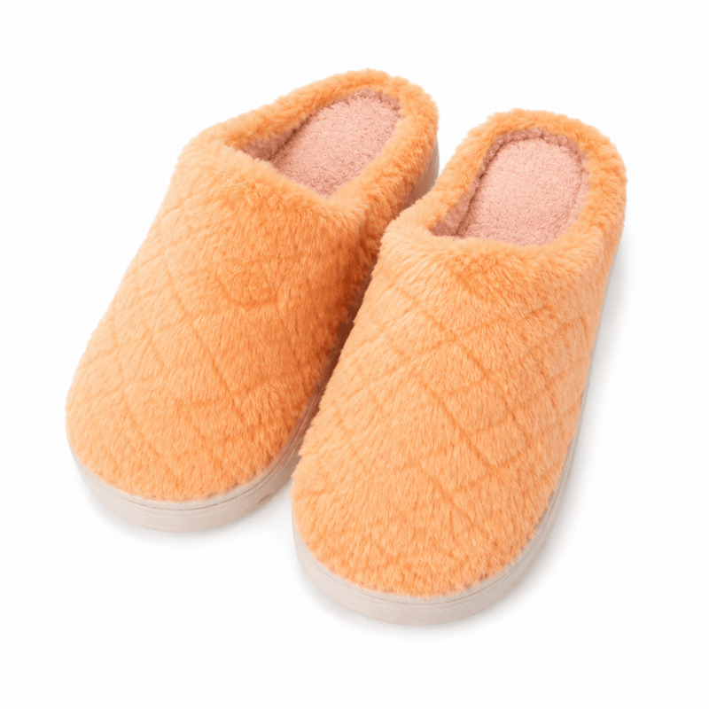 Women Fluffy Slippers Winter Warm House Slippers Soft Cosy Slip On Indoor Shoes for Ladies UK Size 4 to 5 Orange