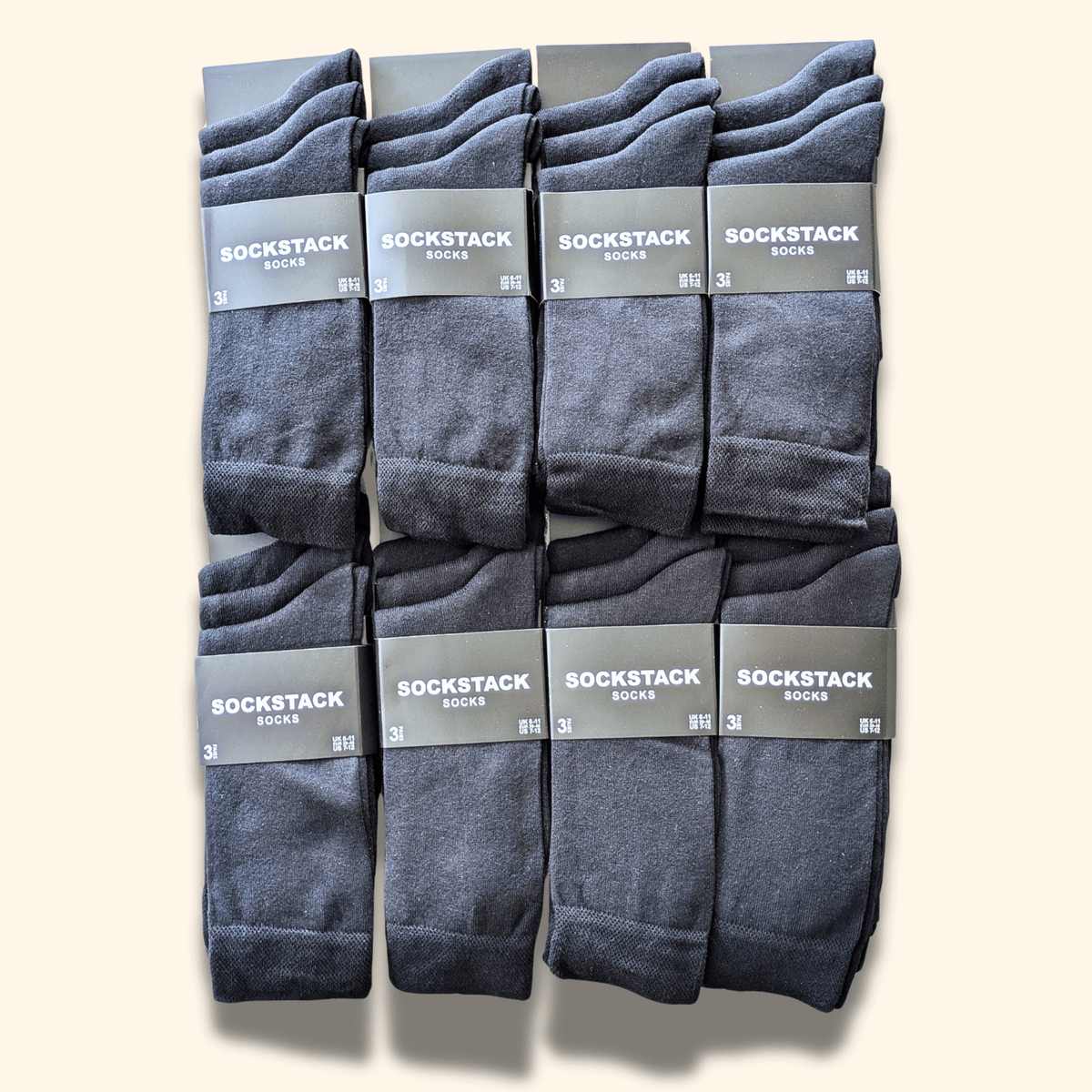 Sock Stack 24 Pairs Men's Cotton Colourful Heel Toe Black Argyle Diamond Easycare