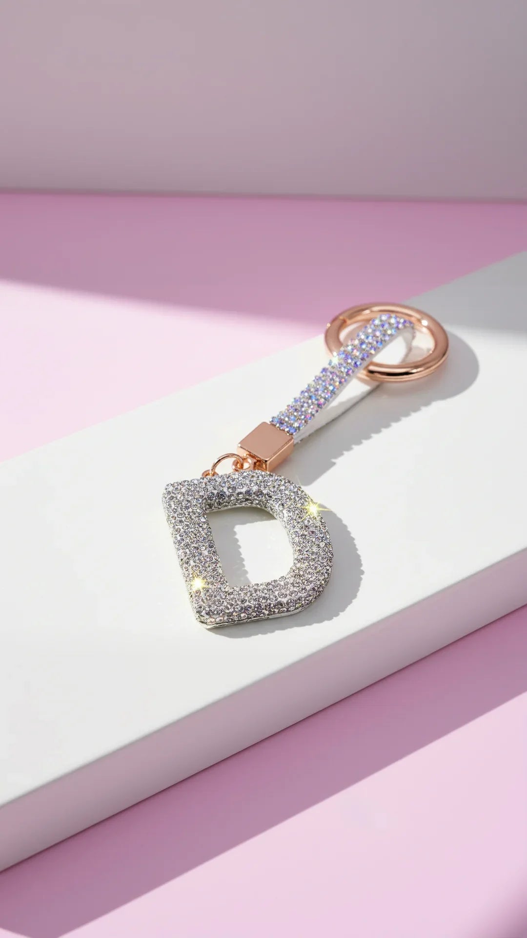 Initial Personalised Letter Silver Crystal Key Ring Keychain