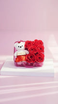 Scented Roses & Teddy With Gift Box Carry Case