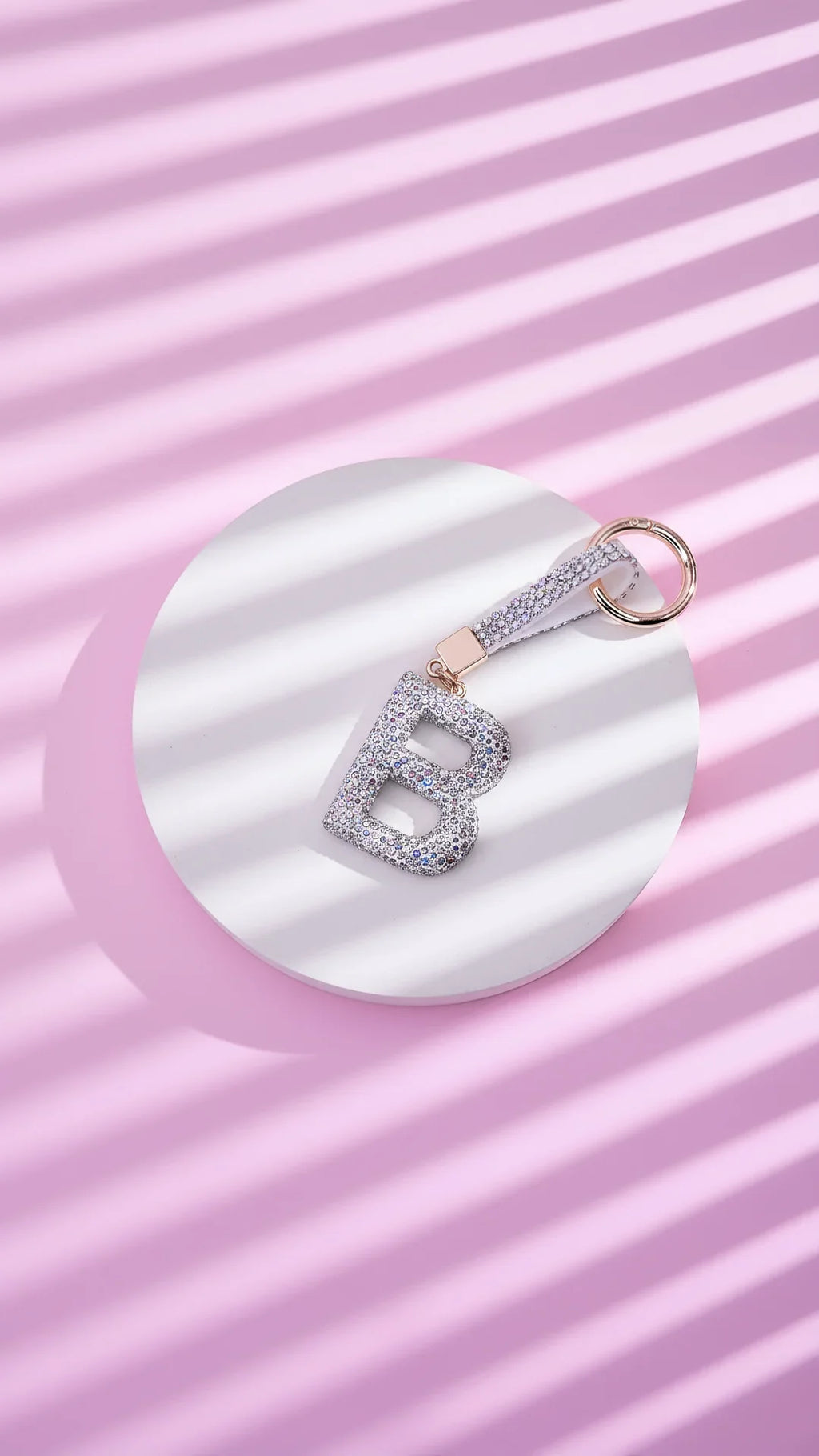 Initial Personalised Letter Silver Crystal Key Ring Keychain