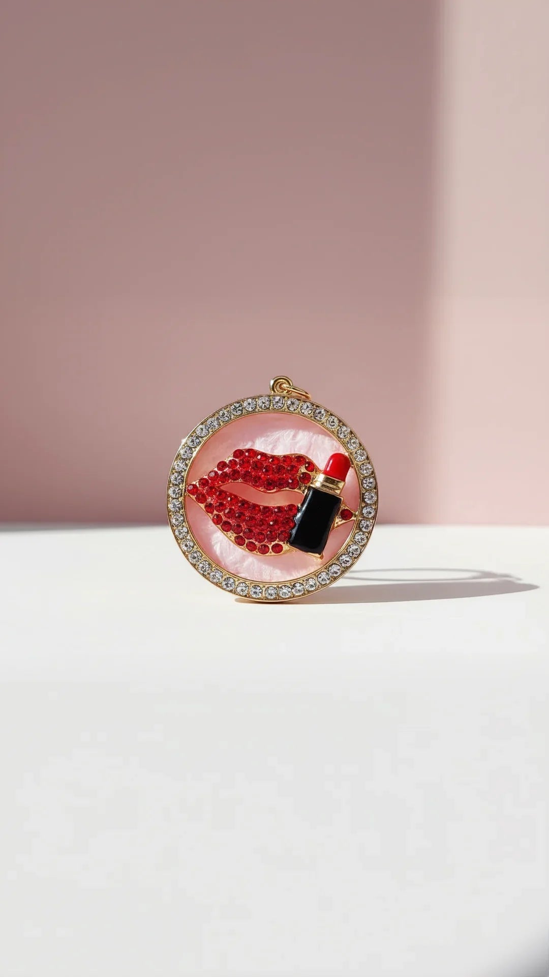 Lips With Lipstick Crystal Key Ring & Bag Charm