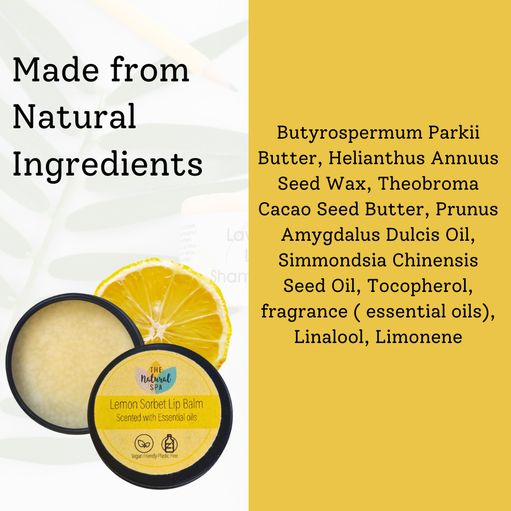 Lemon Sorbet Natural Lip Balm | Vegan, Hydrating & Nourishing | Plastic-Free, Handmade Lip Care