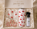 Personalised Cherry Gift Box Set | Cherry Glass Mug, 20oz Tumbler, Room Spray & Cherry Claw Clip