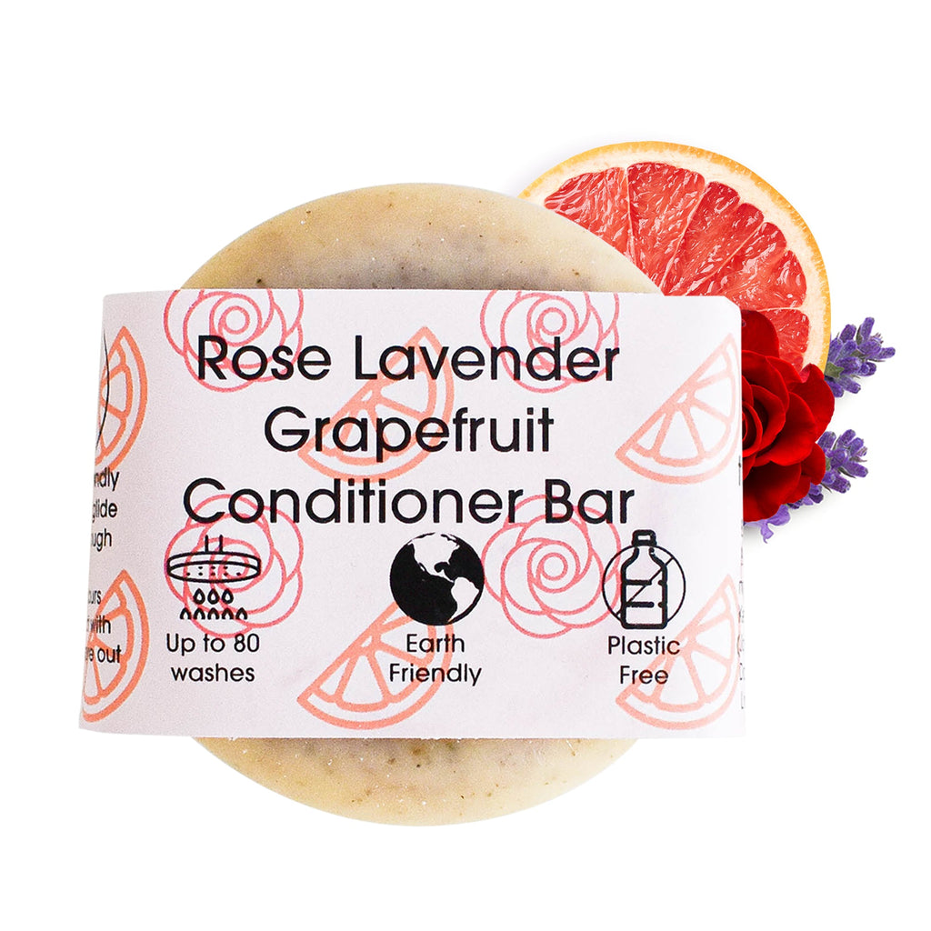 Rose, Grapefruit & Lavender Solid Conditioner Bar | Natural Hair Conditioner for All Hair Types | Vegan, Plastic-Free Hair Care