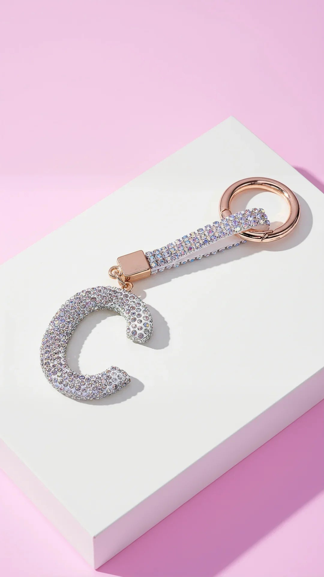 Initial Personalised Letter Silver Crystal Key Ring Keychain