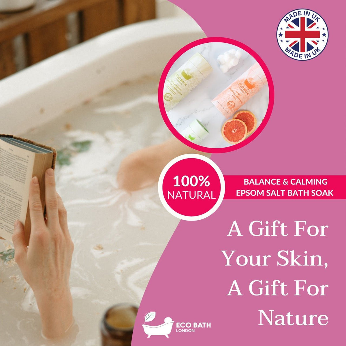Eco Bath London Balance and Calming Epsom Salt Bath Soak - Tube