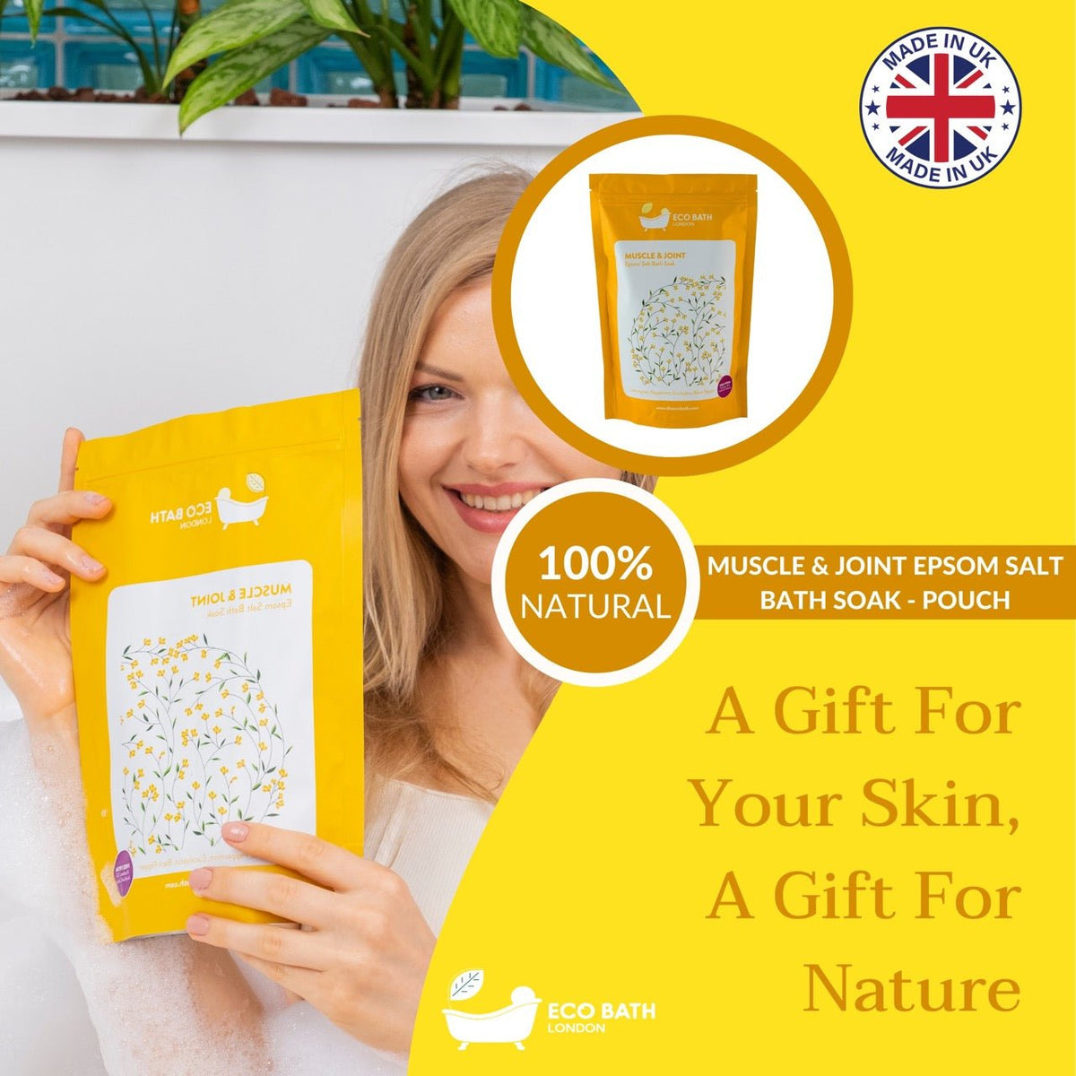 Eco Bath London Muscle and Joint Epsom Salt Bath Soak - Pouch | 500g & 1000g