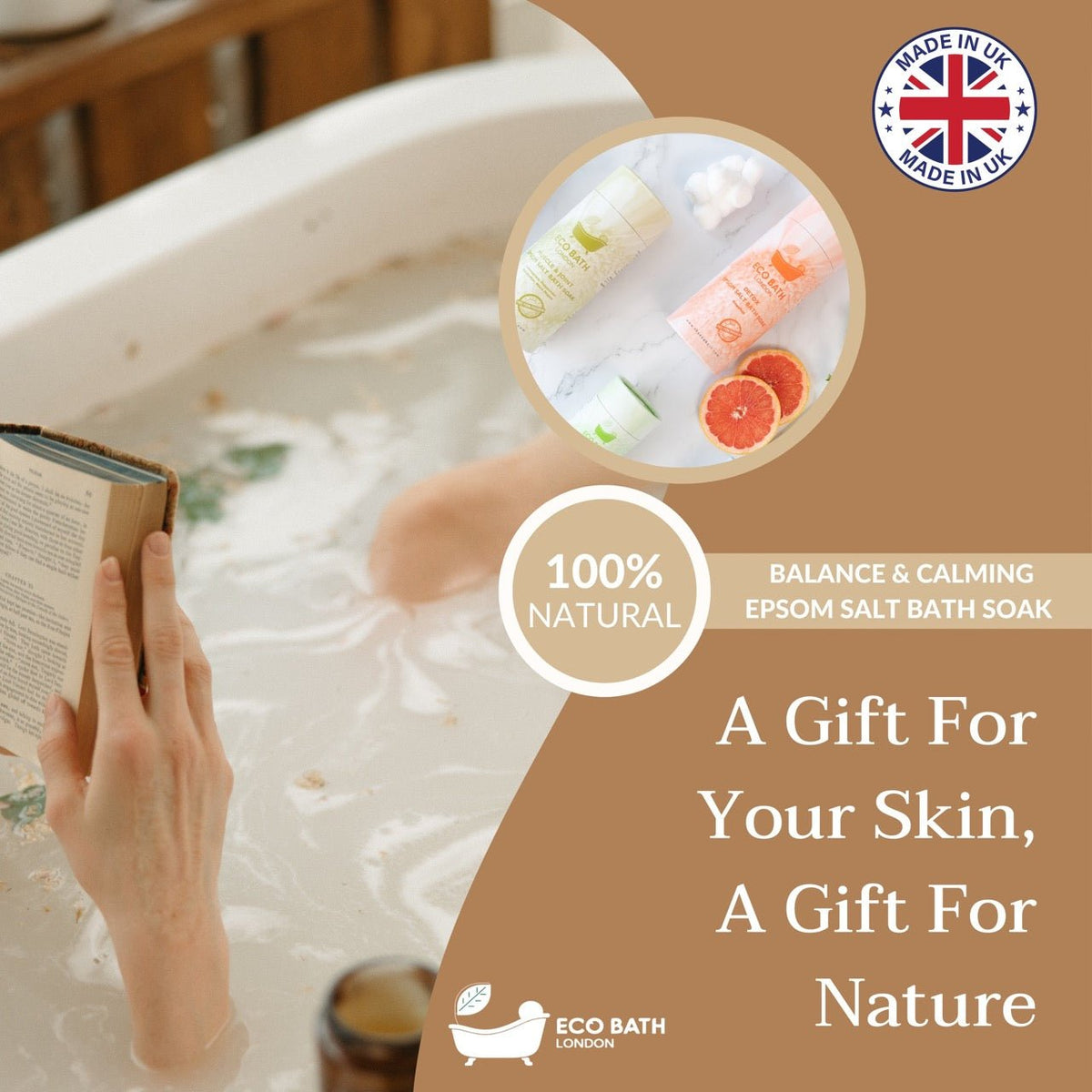 Eco Bath London Plain Epsom Salt Bath Soak - Tube