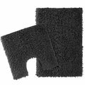 OLIVIA ROCCO Como 2 Piece Black Bath Mat And Pedestal Set Non Slip 100% Cotton Super Soft Easy-Care Home Essential