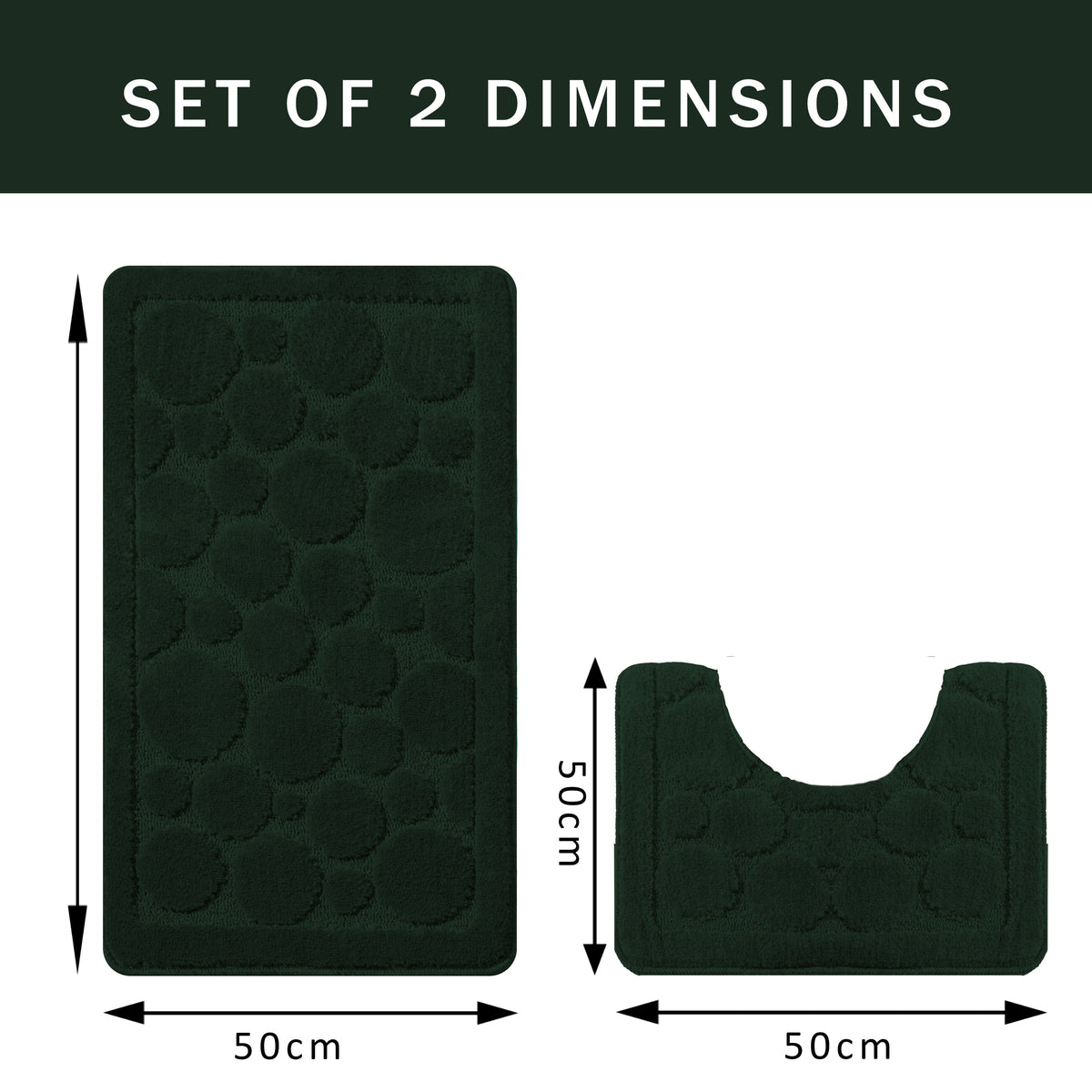 OLIVIA ROCCO Cali Bubbles Emerald Green Bath Mat And Pedestal Set Non Slip Hotel-Quality Everyday Comfort
