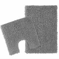 OLIVIA ROCCO Como 2 Piece Grey Bath Mat And Pedestal Set Non-Slip Super Absorbent Cotton Easy-Care Hotel-Quality Textile
