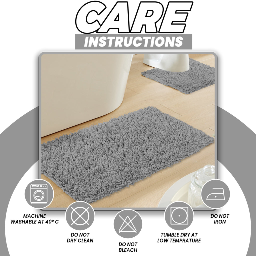 OLIVIA ROCCO Como 2 Piece Grey Bath Mat And Pedestal Set Non-Slip Super Absorbent Cotton Easy-Care Hotel-Quality Textile