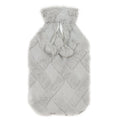 OLIVIA ROCCO Diamond Fleece Plush Hot Water Bottle 2L With Pom Poms Natural Rubber UK