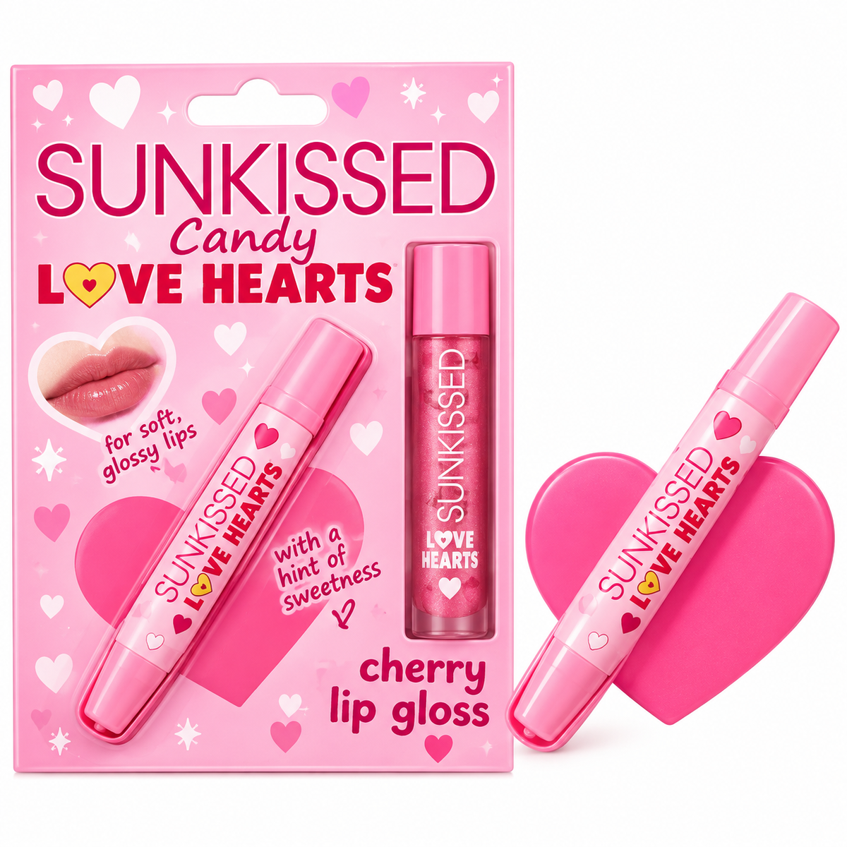 Sunkissed x Love Hearts Lip Gloss With Holder Gift Set